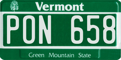 VT license plate PON658