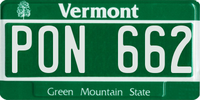 VT license plate PON662