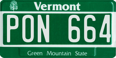 VT license plate PON664