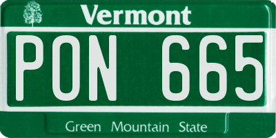 VT license plate PON665