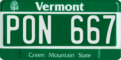 VT license plate PON667