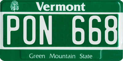 VT license plate PON668