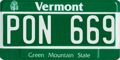VT license plate PON669