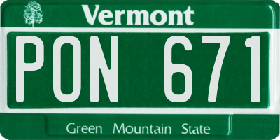 VT license plate PON671