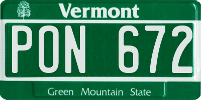 VT license plate PON672