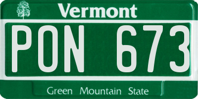VT license plate PON673