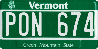 VT license plate PON674