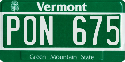 VT license plate PON675