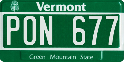VT license plate PON677