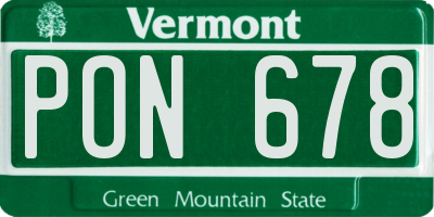 VT license plate PON678