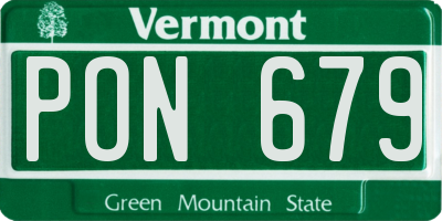 VT license plate PON679