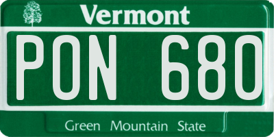 VT license plate PON680