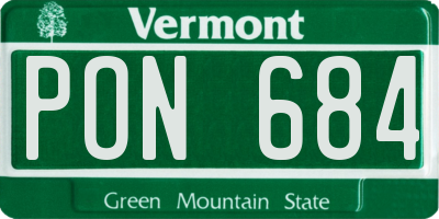 VT license plate PON684