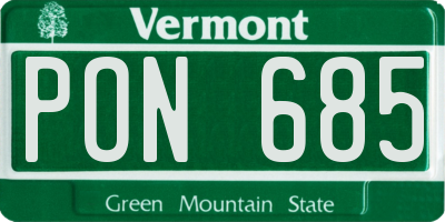 VT license plate PON685