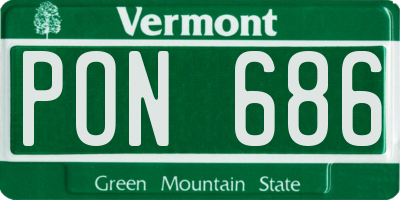 VT license plate PON686