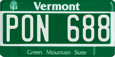 VT license plate PON688