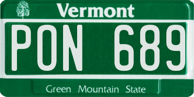VT license plate PON689