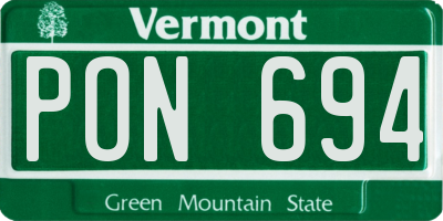 VT license plate PON694
