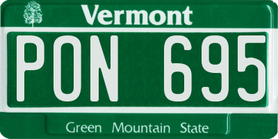 VT license plate PON695