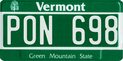 VT license plate PON698