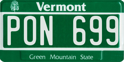 VT license plate PON699