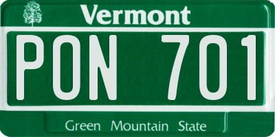 VT license plate PON701