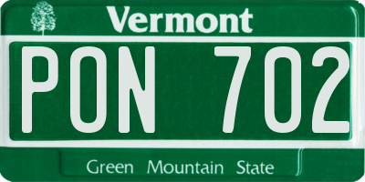 VT license plate PON702