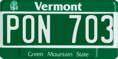 VT license plate PON703