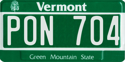 VT license plate PON704