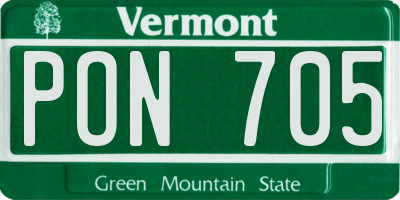 VT license plate PON705