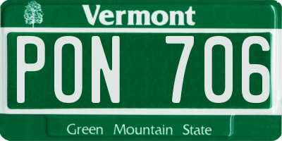 VT license plate PON706