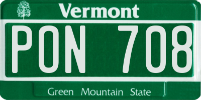 VT license plate PON708