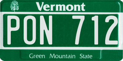 VT license plate PON712