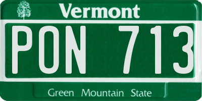 VT license plate PON713