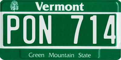 VT license plate PON714