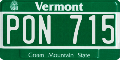 VT license plate PON715