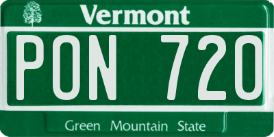 VT license plate PON720