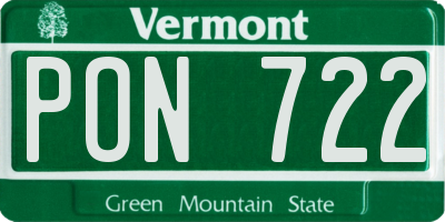 VT license plate PON722