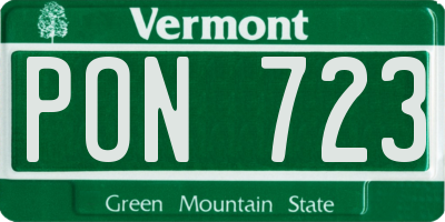 VT license plate PON723