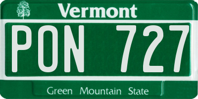 VT license plate PON727