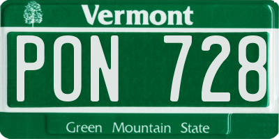 VT license plate PON728