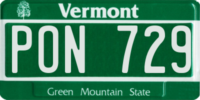VT license plate PON729