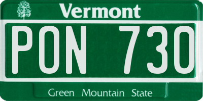VT license plate PON730