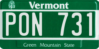VT license plate PON731