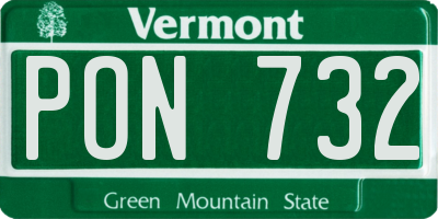 VT license plate PON732