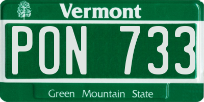 VT license plate PON733