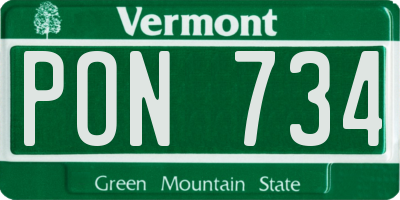 VT license plate PON734