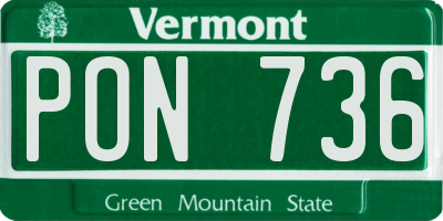 VT license plate PON736