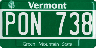 VT license plate PON738
