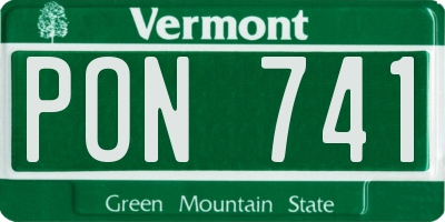 VT license plate PON741